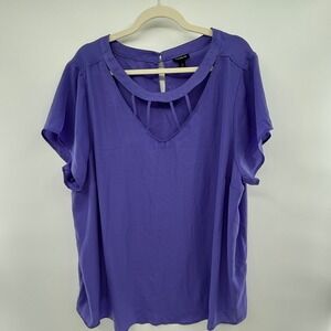Torrid Purple Chiffon Blouse Cutout Neck Short Sleeve Plus Size 3‎ Top